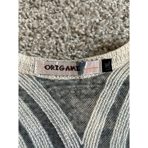 Origami By Vivian Womens Sz XL/L Sheer Lace Vest Draped Hem & Embroidered Detail - Picture 7 of 13